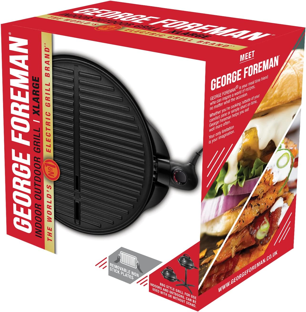 etevert - Barbecue 2 en 1 - 44,5cm - Électrique, grill avec bac à graisse, 2400W, 22460-56