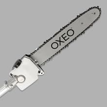 Attache de lame de tronçonneuse professionnelle étiquetée « etevert » avec barre de guidage en métal et assemblage de chaîne illustré sur fond gris