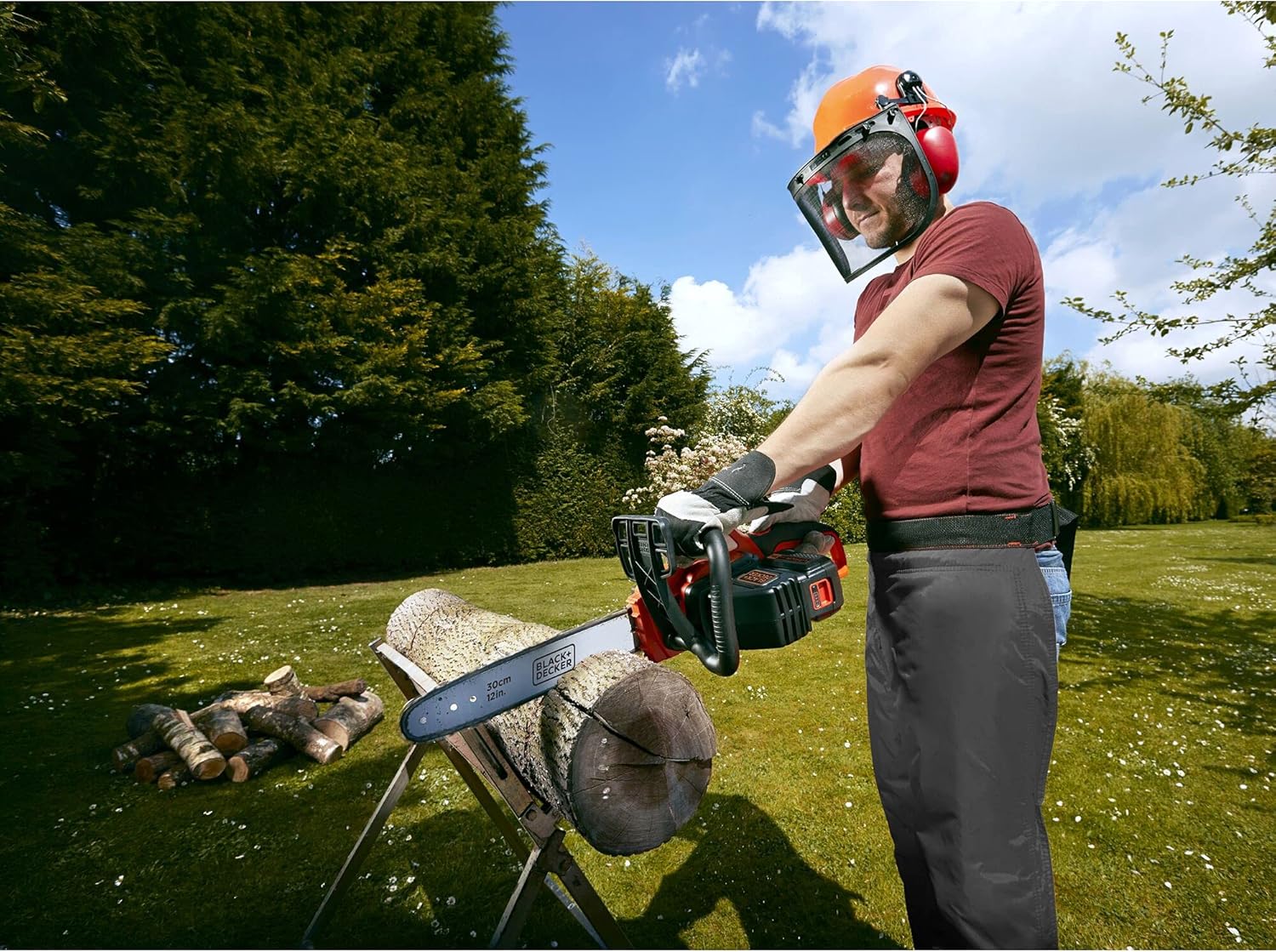 etevert - Tronçonneuse 36V 30cm, batterie 2Ah, lubrification auto, tendeur sans outil - GKC3630L20-QW