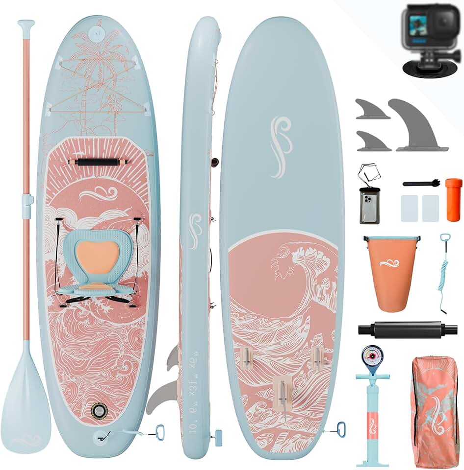 etevert - Planche de paddle 320cm - 2-en-1, siège, 130kg, surf, pêche, yoga