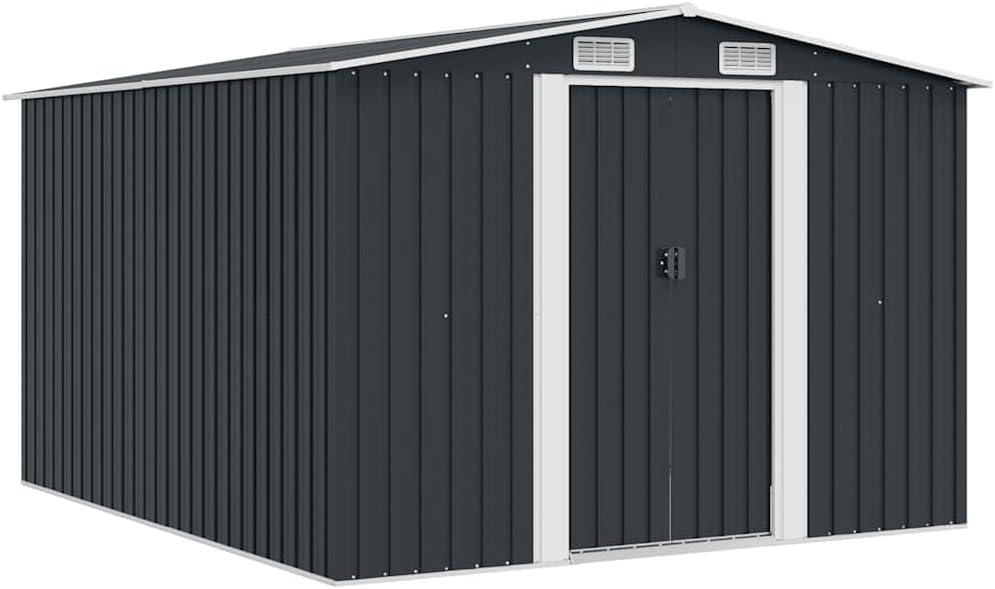 etevert - Abri de jardin métal 257x298x178cm anthracite, cabane à outils
