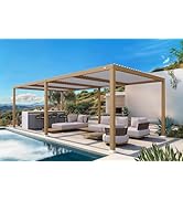 etevert Pergola Bioclimatique en Effet Bois Aluminium 3,5 x 8,5 m, Tonnelle de Jardin Extérie...