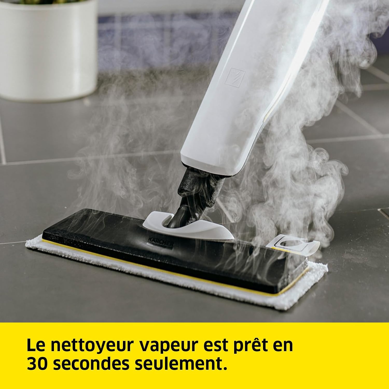 etevert Nettoyeur Vapeur SC 2 Upright, Préchauffage : 30 s, Surface : 50 m², Réservoir : 0,4 l, Puissance : 1600 W, avec Buse de Sol EasyFix, Serpillière Microfibres, Cartouche Détartrante