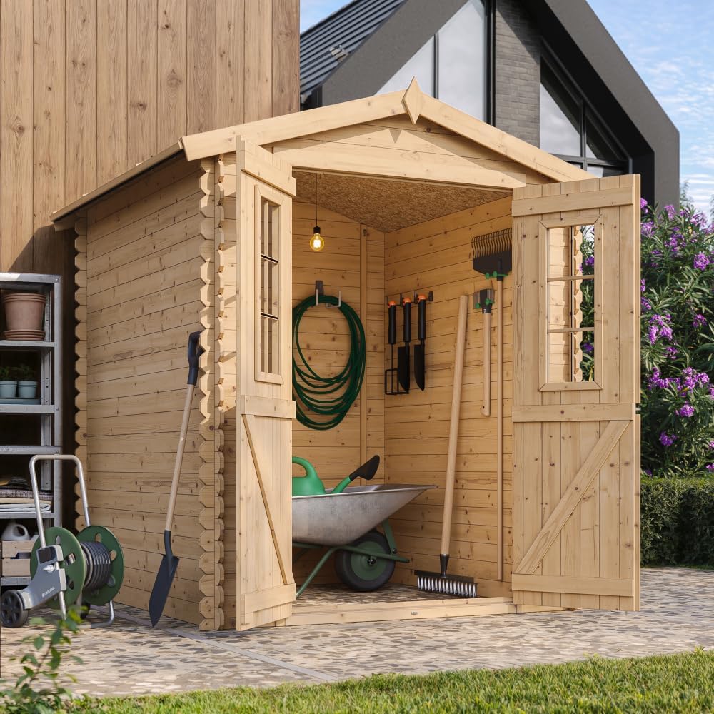 Abri de Jardin en Bois - Stockage extérieur I186xL196xH218 cm/ 2,82 m2 Petit abri à Outils, Local à vélos - etevert M320C