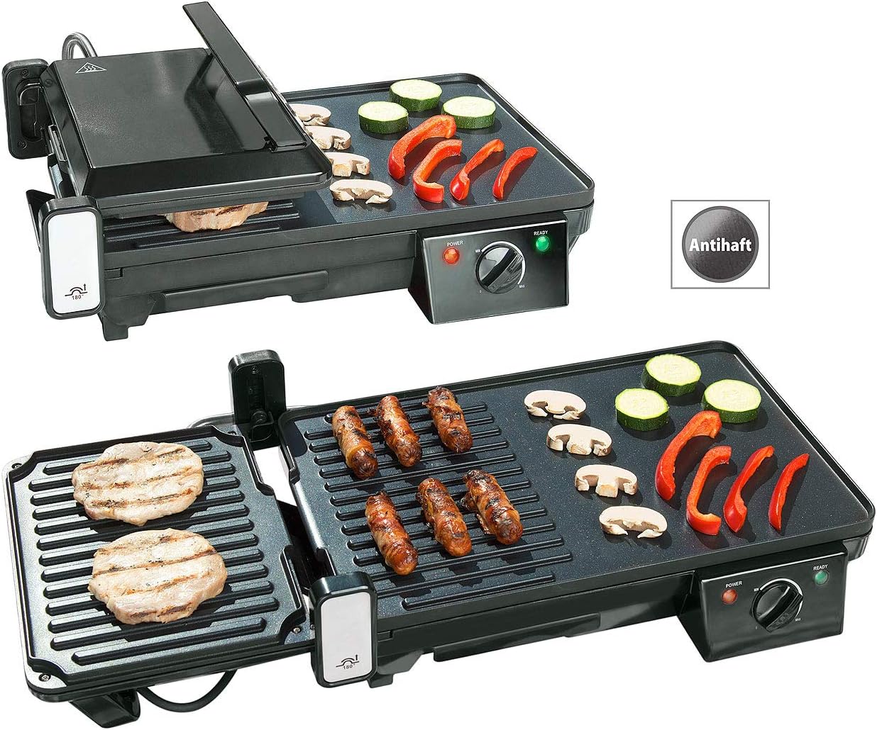 etevert - grille-plancha 2 en 1 2000W - table - cuisson rapide