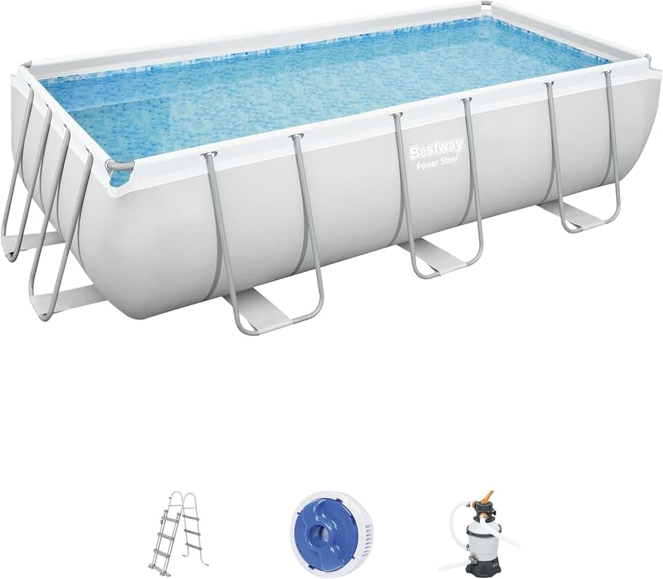 etevert - Power Steel piscine 404x201x100 cm, filtre à sable, échelle