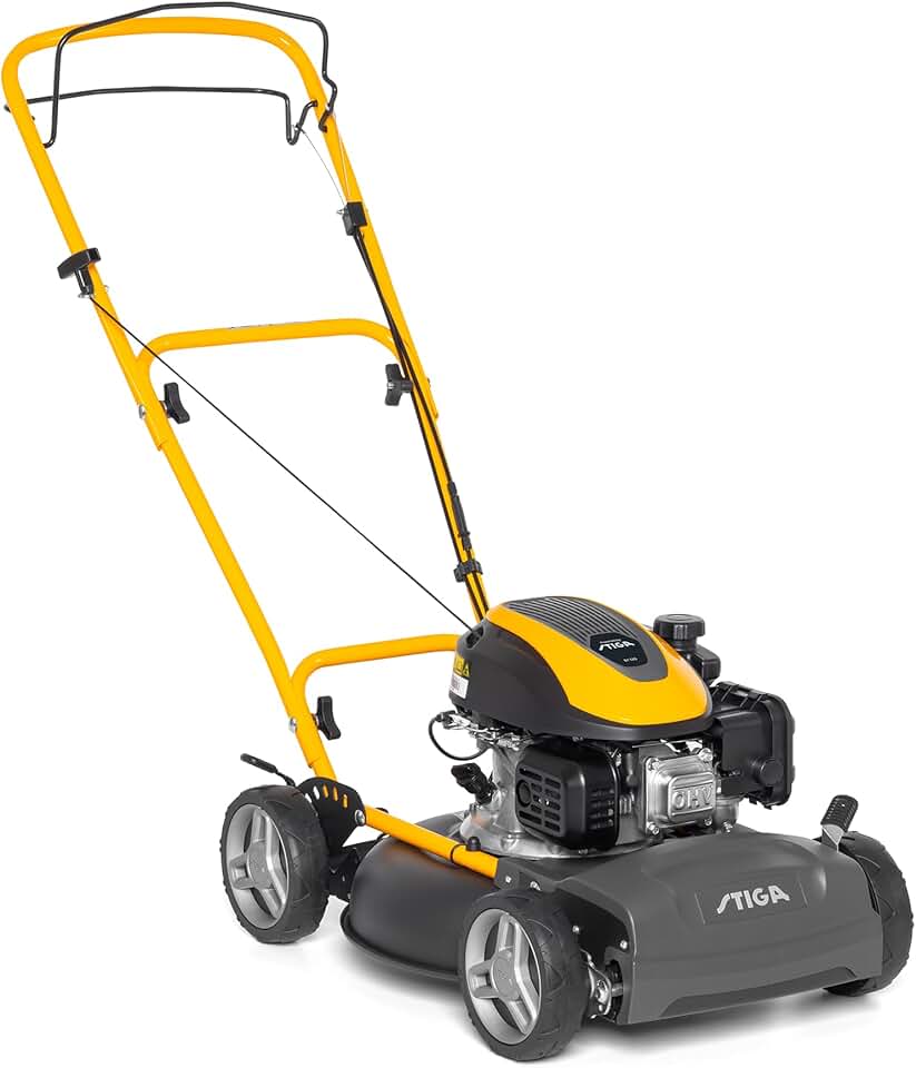 etevert Multiclip 47 S Tondeuse à Essence, Tondeuse à Gazon broyeuse automotrice avec Moteur 123 CC, Plateau de Coupe 45 cm, 5 tondeuses Thermiques, Guidon Ergonomique Rabattable.