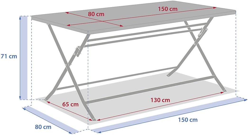 etevert - Greensboro - 150x90 cm - Table pliante acier renforcé 6 places, gris graphite