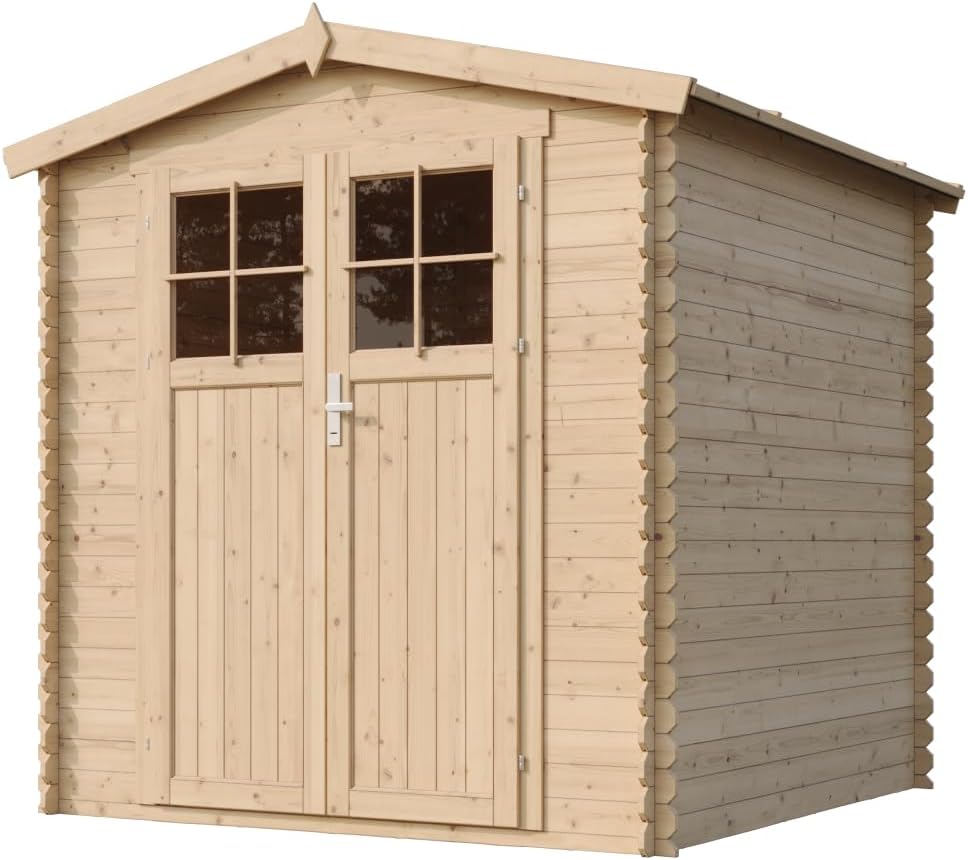 Abri de Jardin en Bois - Porte verrouillable de Haute qualité- Stockage extérieur I216xL206xH218 cm/ 3.53 m2 Petit abri à Outils, Local à vélos - Toit imperméable, fenêtres etevert M343F