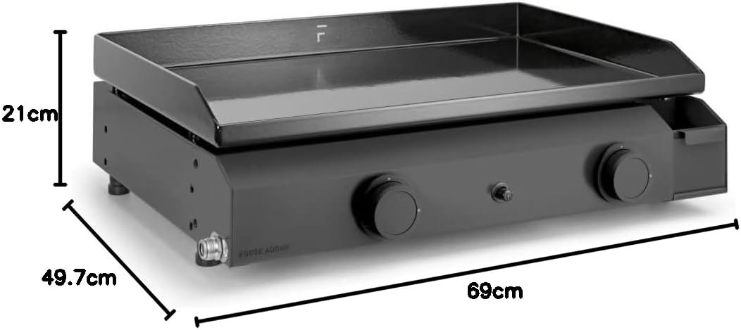 etevert – Plancha série 60 cm – fonte émaillée, 2 brûleurs puissants