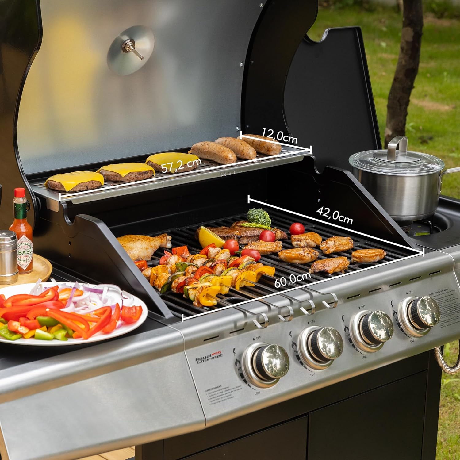 etevert – Barbecue Série 4+1 – 14,5kW, inox, tablettes, 2 portes