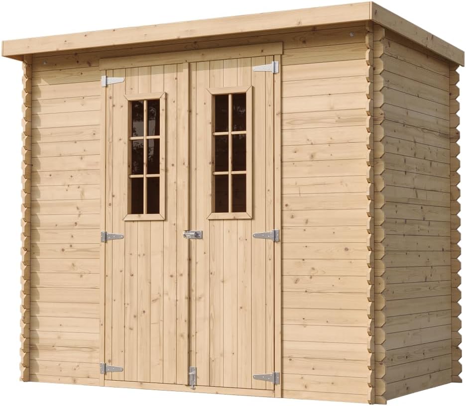 Abri de Jardin en Bois avec Sol TRAITÉ - Stockage extérieur l239xL142xH200cm/2.63 m2 - Petit abri à Outils, Local à vélos - etevert M310C+M310G