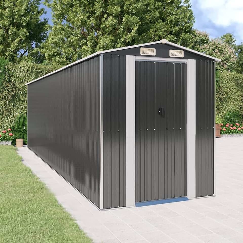 etevert Abri de jardin, abris pour parcelles, abris de jardin, abri de jardin extérieur, maisons préfabriquées, acier galvanisé anthracite 192 x 689 x 223 cm