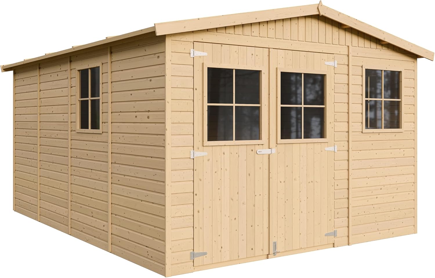 ABRI de Jardin en Bois Exterieur avec Les PLANCHERS IMPRÉGNÉ - en Pin/épicéa- H226x324x416 cm/12 m²- Construction de Panneaux- Rangement pour vélos, Remise à Outils- etevert M336+M336G