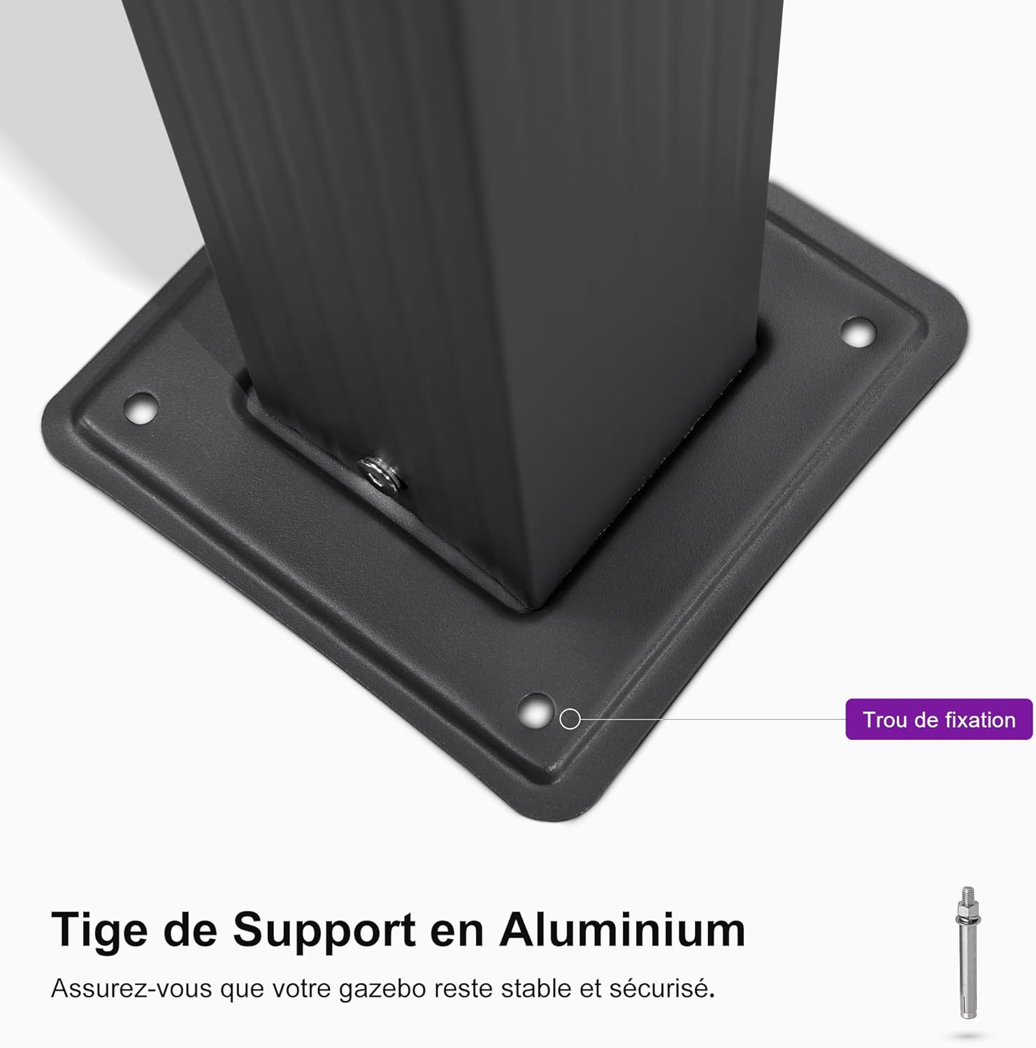 etevert - pergola aluminium - 4 x 3,2 m - toit coulissant, tissu teint, gris