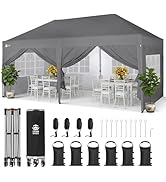 etevert Tonnelle Pliante 3x6 Imperméable, Barnum Pliant de Jardin Exterieur, Pop-Up Gazebo a...