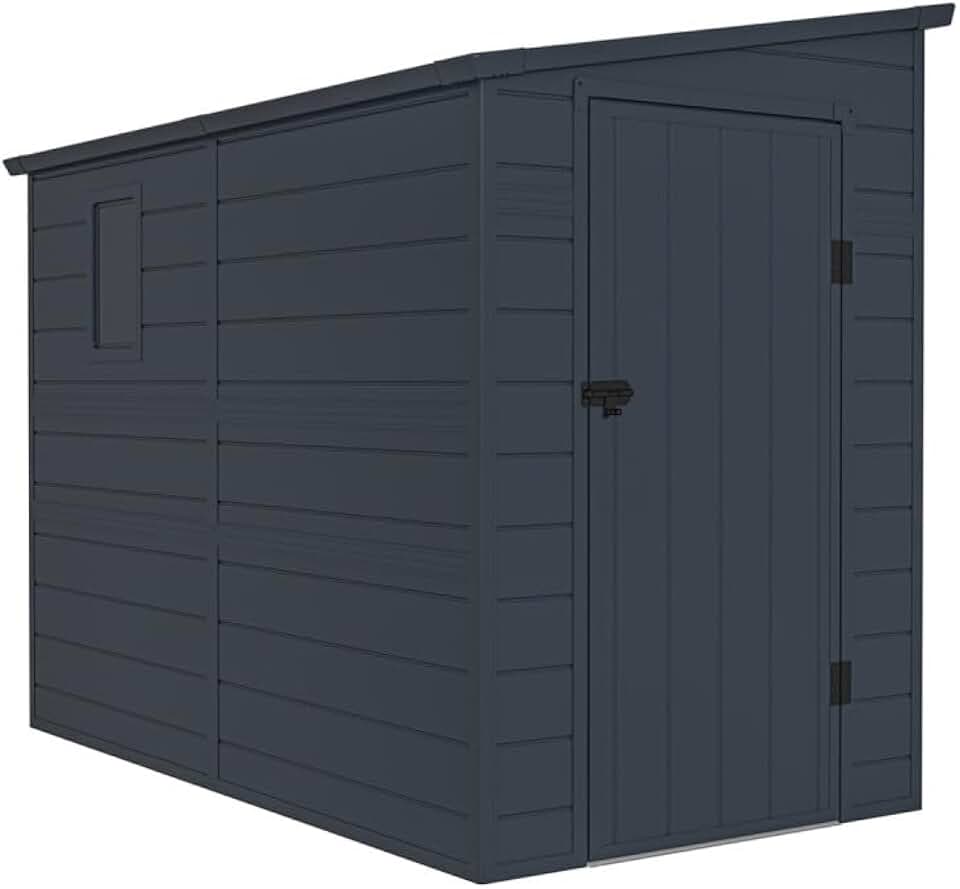 etevert - Abri adossé en résine 3,55m², fenêtre, aération, kit, acier
