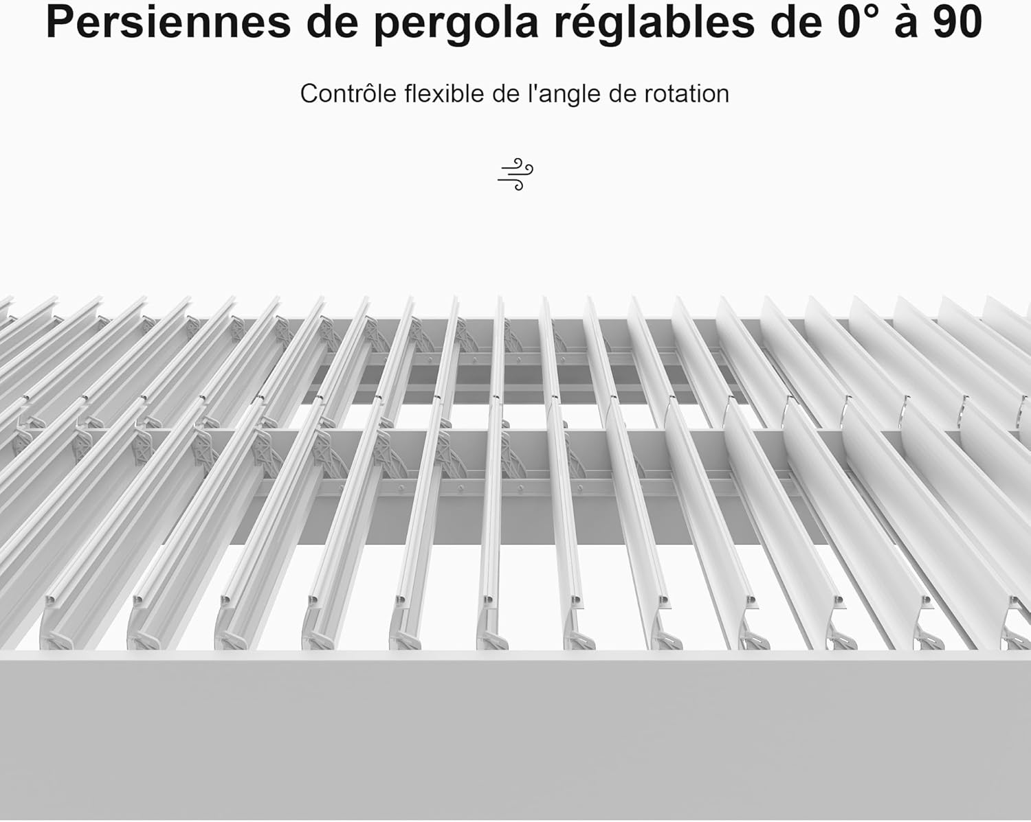 etevert - pergola bioclimatique - 4,6x3,3 m - alu, lames orientables, éclairage intégré