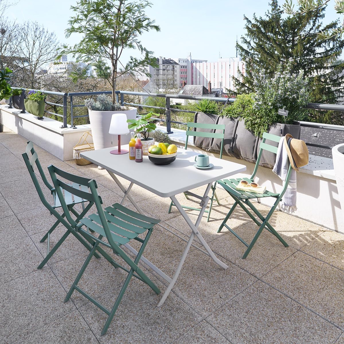 etevert - Greensboro pliante rectangle 4 places - acier renforcé - 110x70 cm