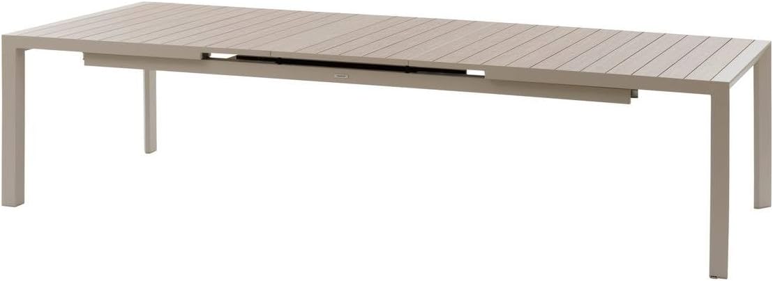 etevert - Evasion Argile - table extensible 14 places - aluminium bois antirouille, rallonge
