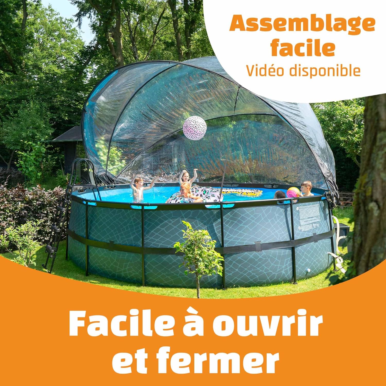 etevert - Dôme Piscine Universel ø 427 cm Transparent pliable - 427CM