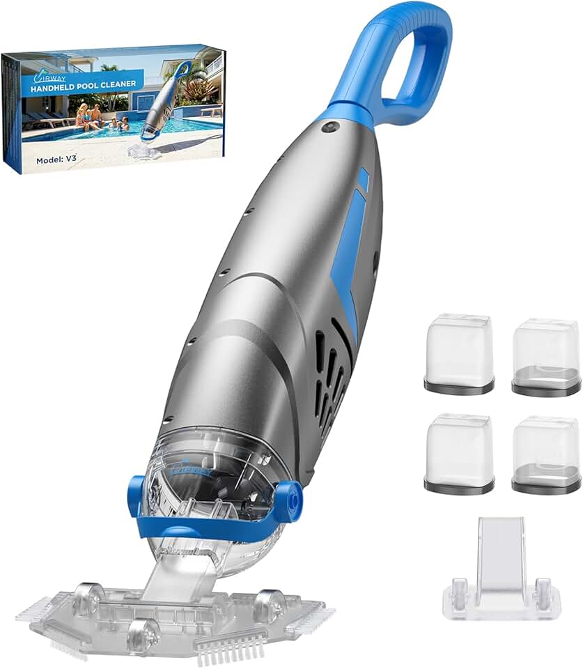 etevert V3 Aspirateur Piscine sans Fil, 26,5 GPM Aspirateur Piscine Hors Sol Puissant Graviers, 2026 IPX8 Balai Aspirateur Piscine Rechargeable avec 2 Têtes & 4 Sacs Filtrants, Autonomie 1H Adapté