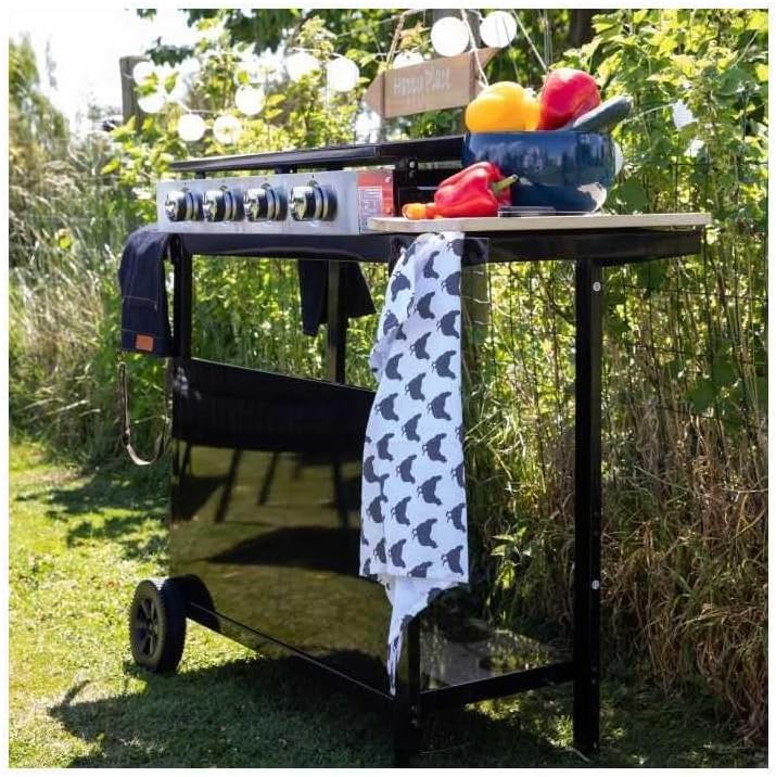 etevert - MERIDA série - 75x35 cm - 4 feux gaz, chariot, acier - GARDENMAXMERIDA
