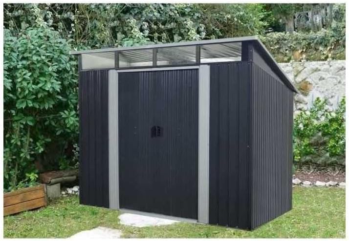 etevert Abri de Jardin en métal 4,59m² - 2 Portes coulissantes - Gris Anthracite