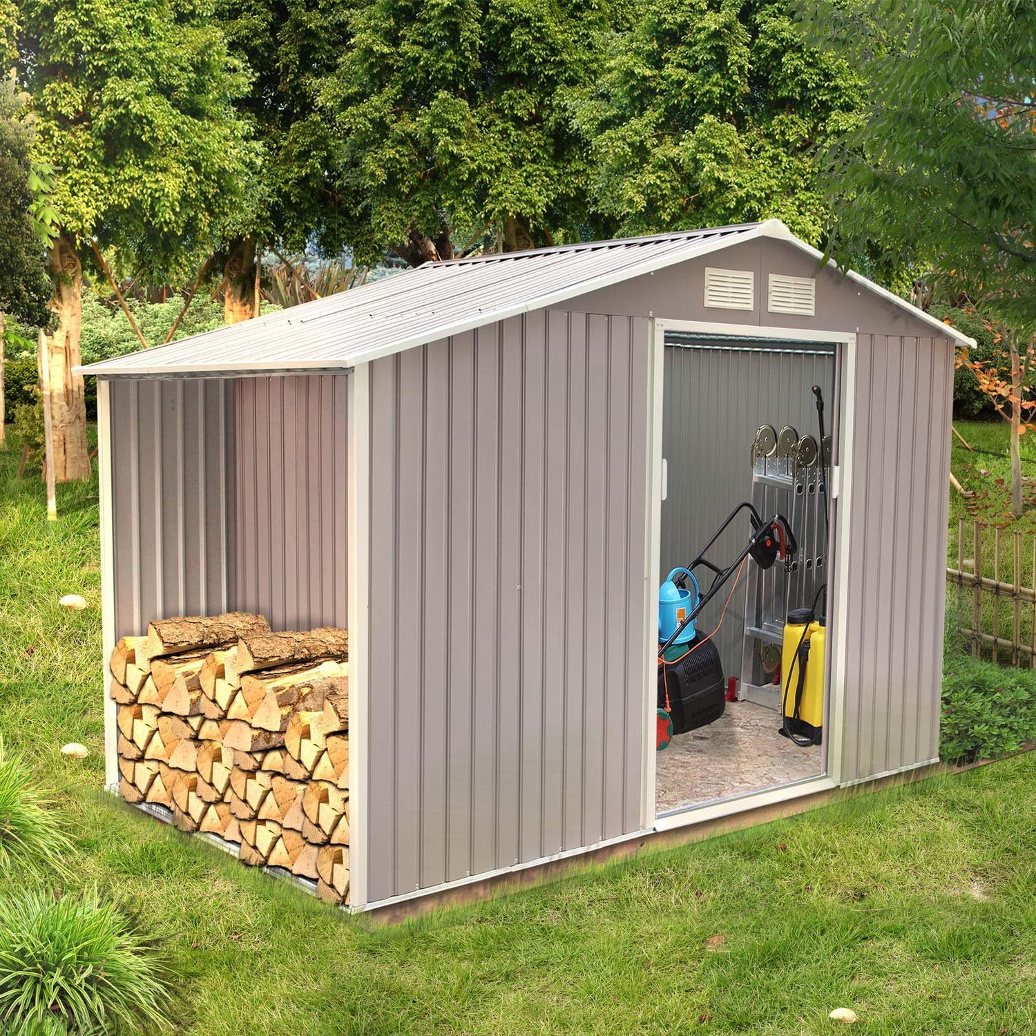etevert - Ventoux - Abri de Jardin 6,53 m² - Acier solide, abri bûches, fondation, anti-corrosion