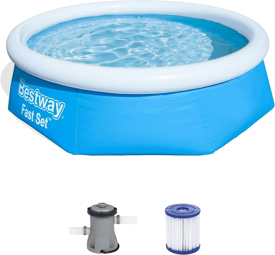 etevert Kit de piscine Bleu 244 x 244 x 66 cm 2300 L 57268