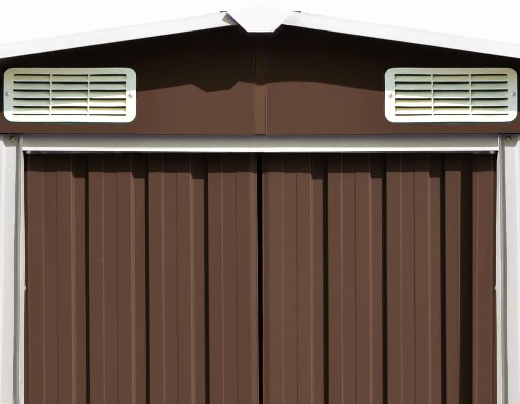 etevert Abri de Jardin 257x489x181 cm Métal Marron,Maison & Jardin, Pelouses & Jardins, Vie en extérieur, Structures extérieures, Cabanes & abris de Jardin, Brun (Poids 105.6KG)