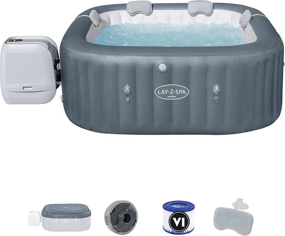 etevert - Hawaii HydroJet Pro - 1.80m x 1.80m x 71cm - spa gonflable carré, jets massants, 71