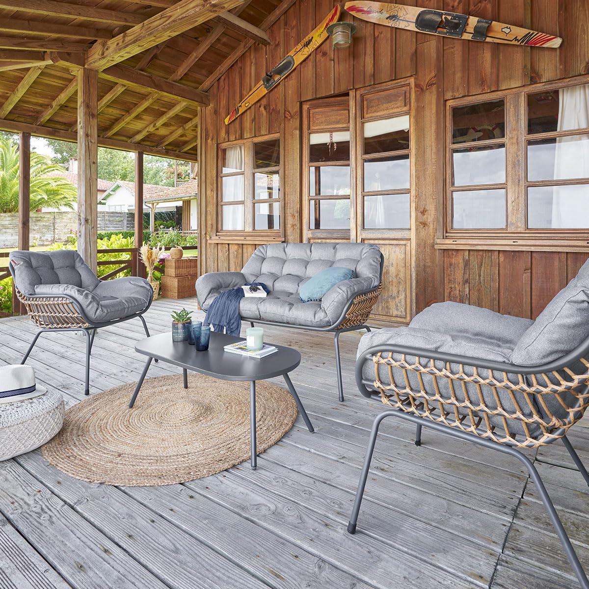 etevert - Paopao graphite 4 places - jardin - anti-rouille, coussins confortables