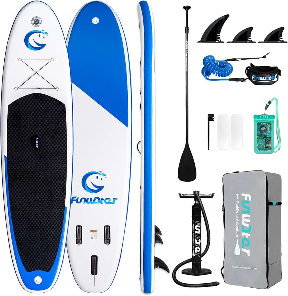 etevert Planche Sup Gonflable Tous Niveaux Idéale Débutants et Famille Plateforme Anti Dérapante EVA Pack Complet avec Pagaie Réglable Pompe et Accessoires