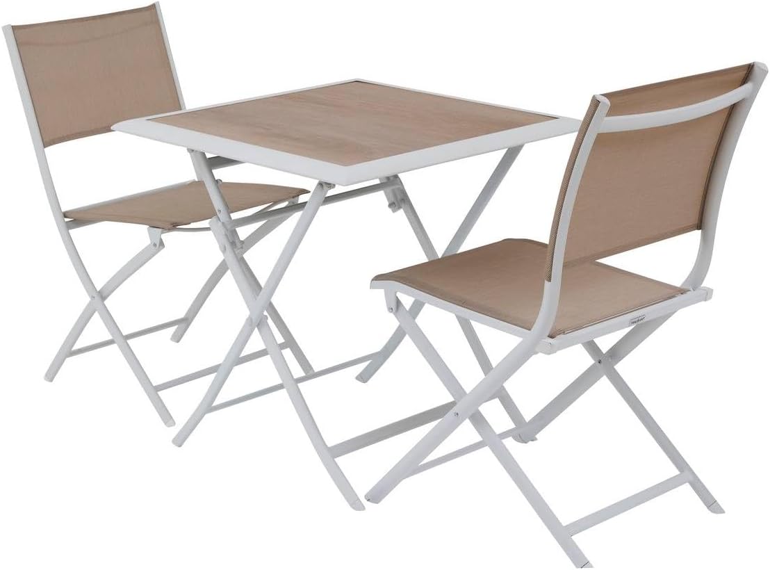 etevert - Azua - 70x70 cm - table pliante 2 places aluminium Blanc