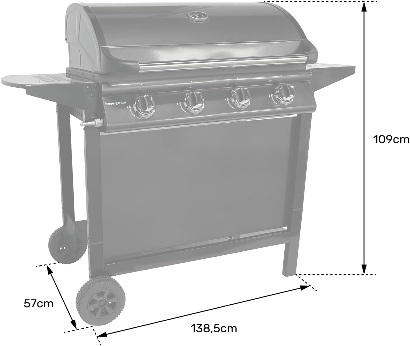 etevert - Barbecue gaz RENO - 4 brûleurs 14kW avec thermomètre