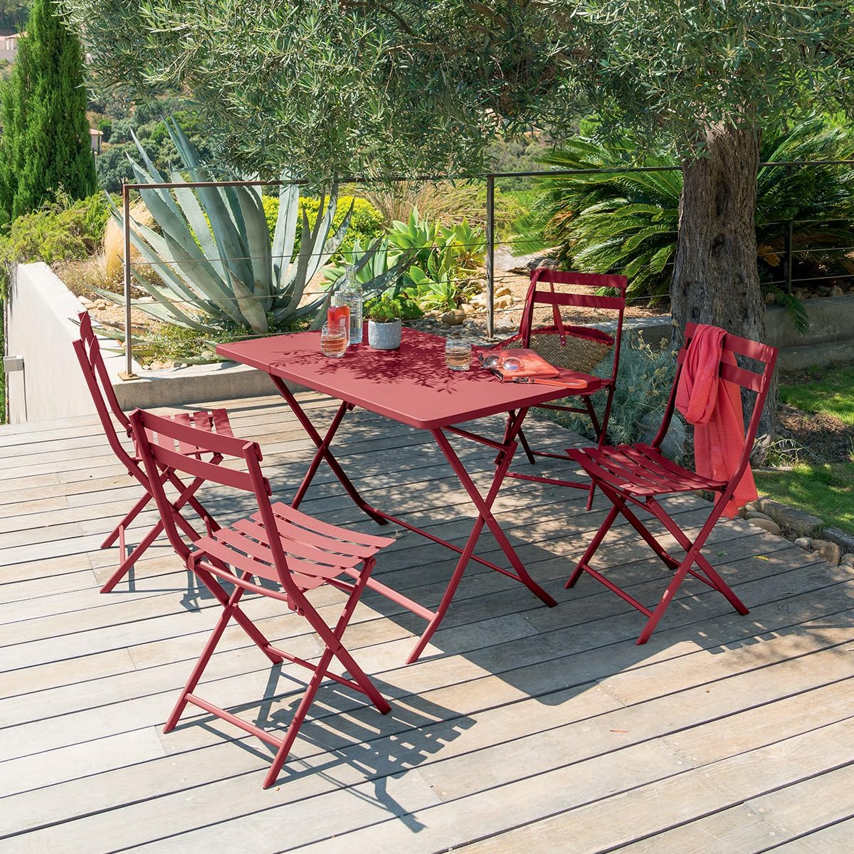 etevert - Greensboro - 110x70 cm - Table pliante acier 4 places, traitement epoxy antirouille