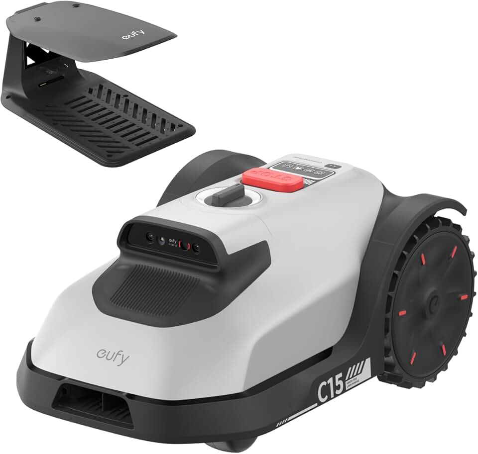 etevert - C15 robot tondeuse - 500 m² - garage, sans fil, détection obstacles, Ride-On-Edge
