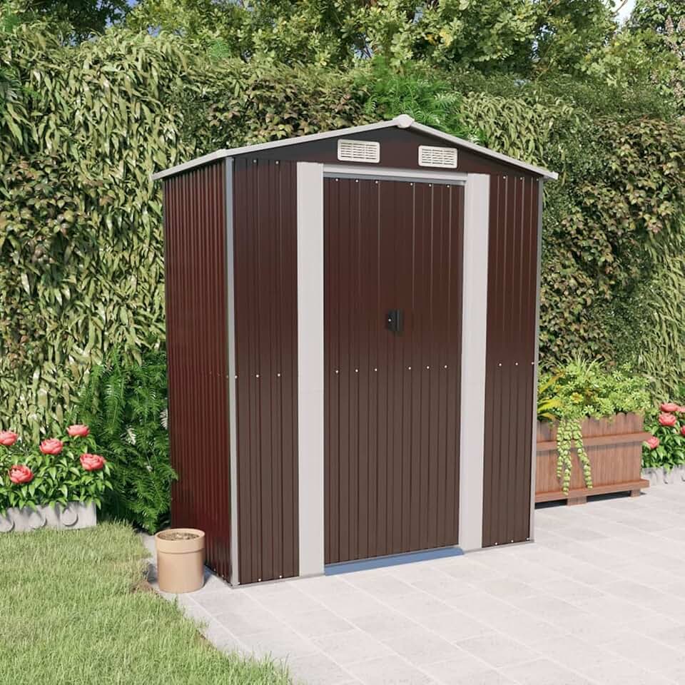 etevert - abri de jardin série acier galvanisé - 192x108x223 cm - marron foncé, maison préfabriquée - 319273
