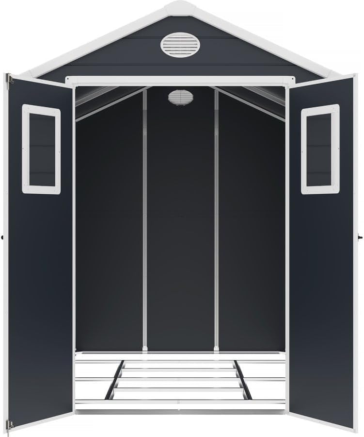etevert - Abri de Jardin Résine Texas 5.23 m² Anthracite - Ancrages Intérieurs - Antirouille/Anti-UV