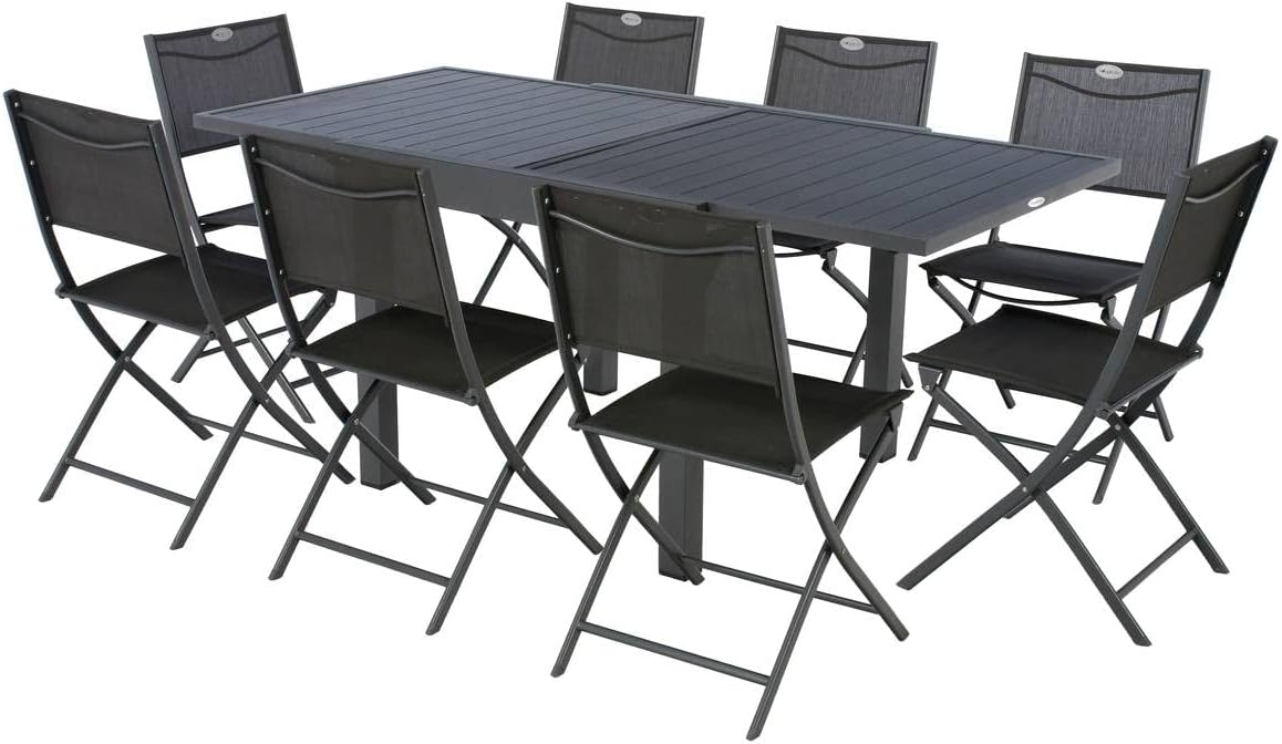 etevert - Piazza extensible - 180/240x90 cm - alu gris, 8 places