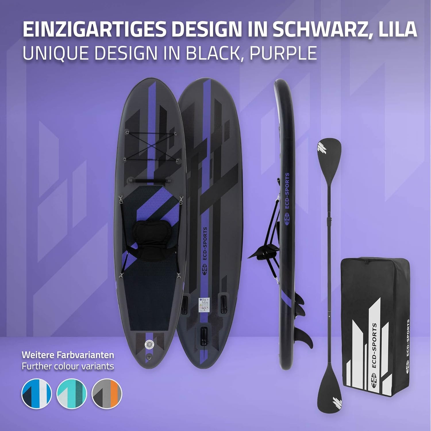etevert - Stand Up Paddle Gonflable - 305/308/320/380 cm - PVC, 120/150 kg, 10/15 cm