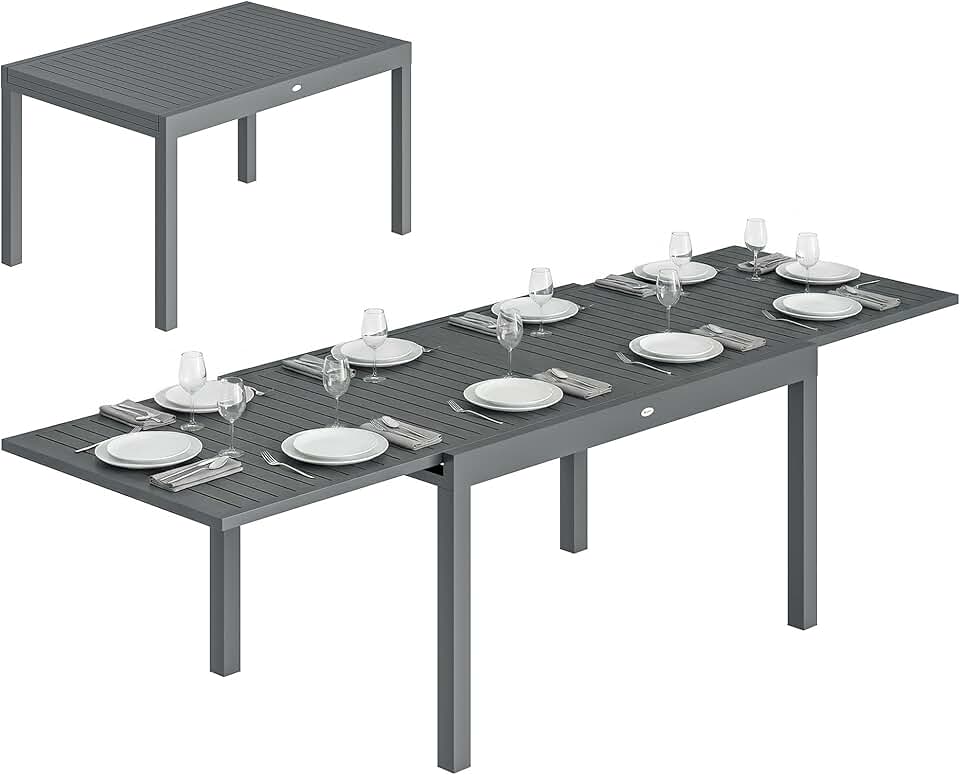 etevert - Table Jardin Extensible - 135-270cm - Aluminium, 6-10 pers.