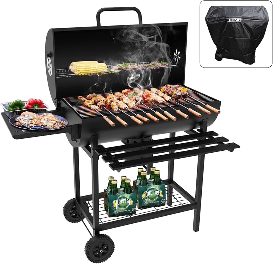 etevert - barbecue boule XXL - deux étagères, évent réglable, housse.