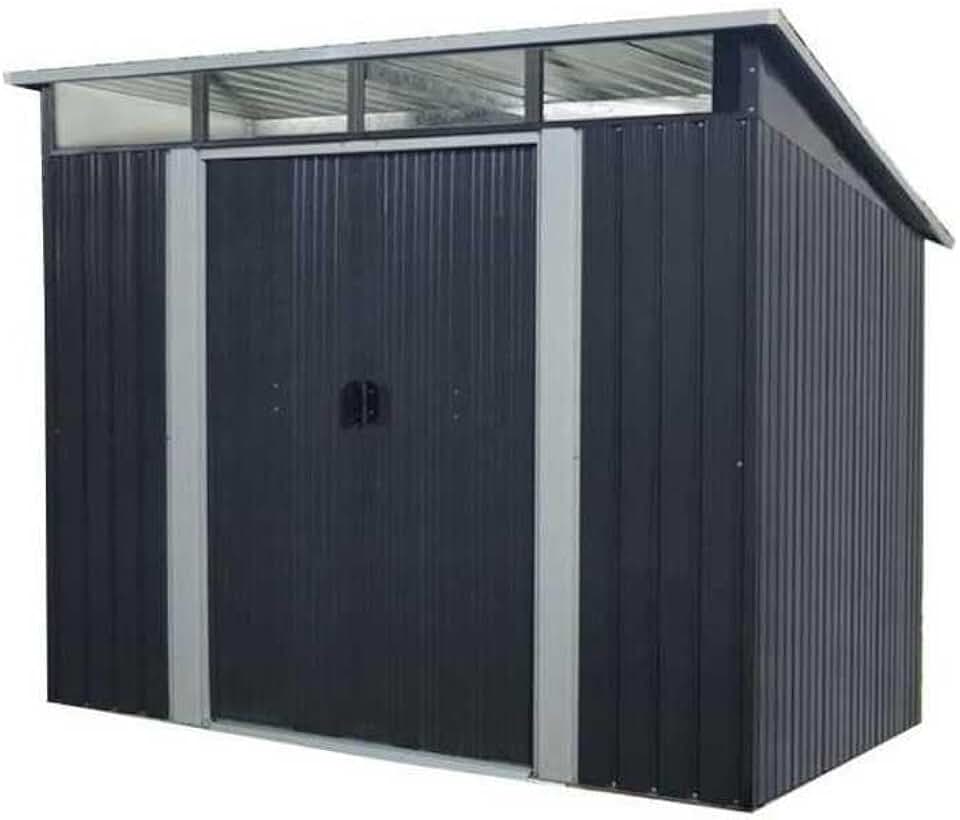 etevert Abri de Jardin en métal 4,59m² - 2 Portes coulissantes - Gris Anthracite