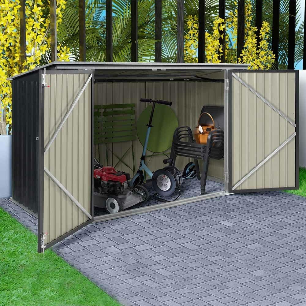 etevert - Abri de jardin métal 210x105x130cm - toit ouvrant, double porte, rangement vélos