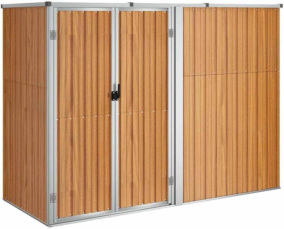 etevert Abri à Outils de Jardin Remise de Stockage Organisateur d'Outils Cabane de Rangement Extérieur Marron 225x89x161 cm Acier Galvanisé