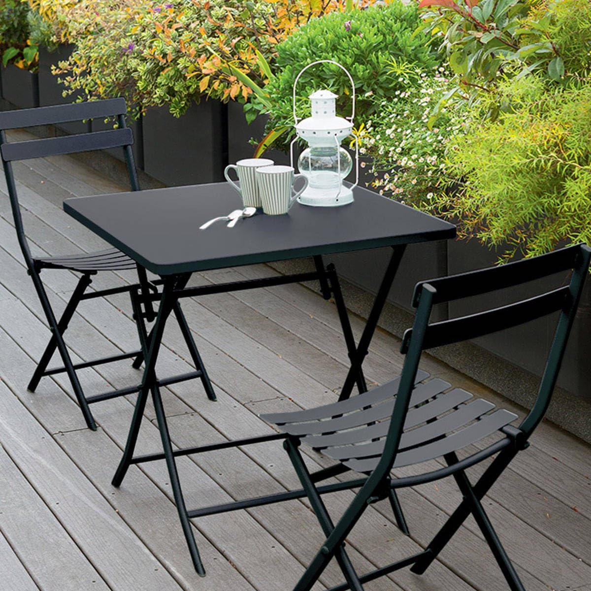 etevert - Greensboro - 2 places - Acier antirouille, pliante, 70x70 cm