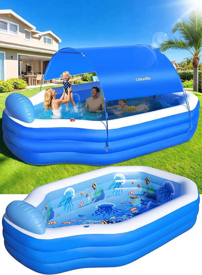 etevert - piscine gonflable avec auvent, 300x190x55cm, sièges, familiale