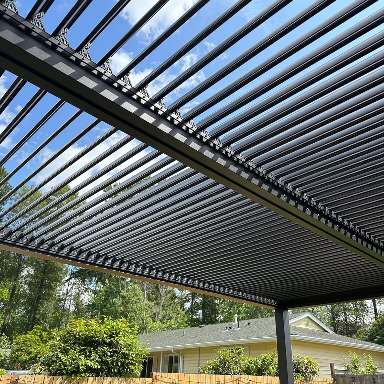etevert - pergola bioclimatique - 4,8x3,68m - aluminium, stores, lames orientables
